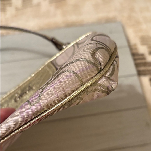 Coach Metallic Gold ,tan,and pink wristlet - Picture 5 of 9